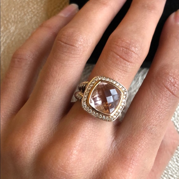 David Yurman Rose Gold, Diamond & Morganite Ring - Picture 3 of 4
